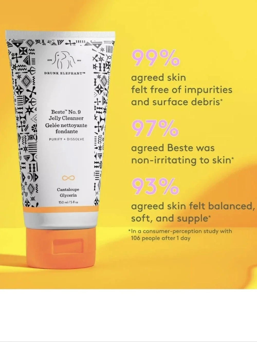 Drunk Elephant Bestie No. 9 Jelly Cleanser w/Cantaloupe Glycerin pH 5.5 60ml NIB